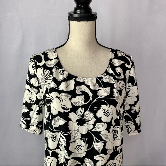 Anthropologie Maeve Black white floral print front pockets dress size 2 - Picture 12 of 12